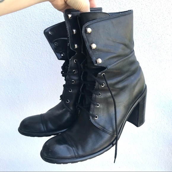 Rare! Vintage GUESS by Marciano Lace Up Boots! Combat Granny Grunge Boots 90s - Picture 1 of 9